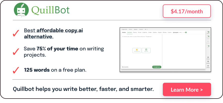 Quillbot CTA for copy.ai